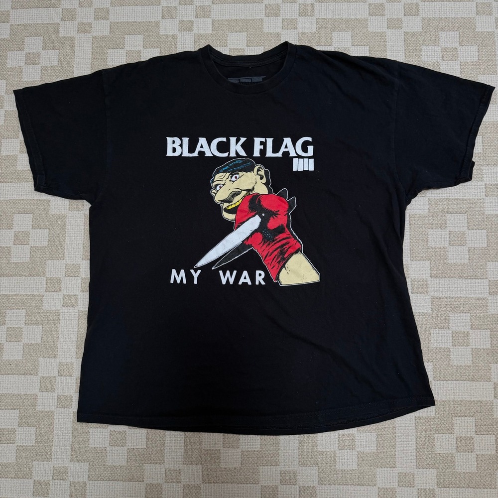Black Flag My War Band T-Shirt SST Records Punk Rock Graphic Tee Mens XXL Black